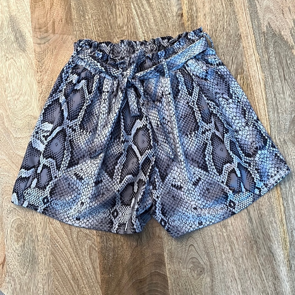 Snake print shorts, size M.